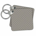 Key Chain - Gray and White French Diamond Pattern Pattern
