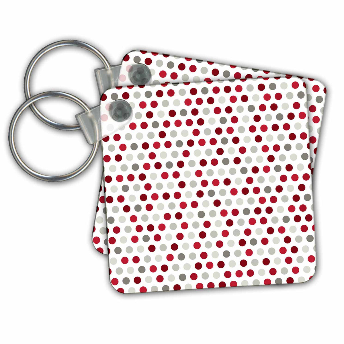 Key Chain - Red, Burgundy, Gray, and White Polka Dot Pattern Polka Dots