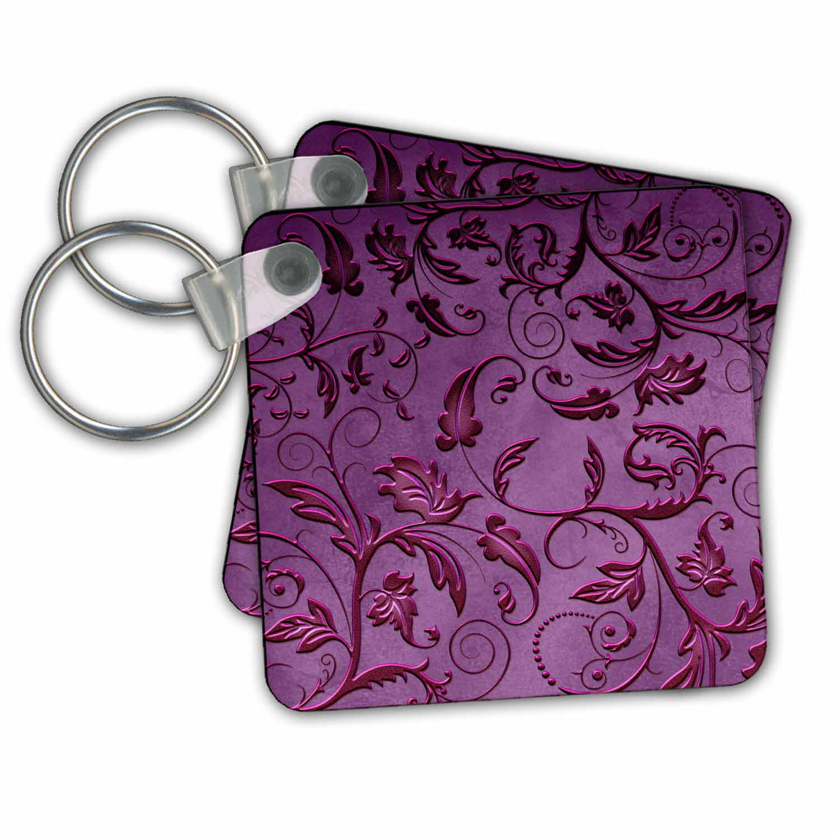 Key Chain - Purple Embossed Foil Effect Flourish Pattern Pattern