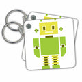 Key Chain - Cute Green and Yellow Tall Robot Robots