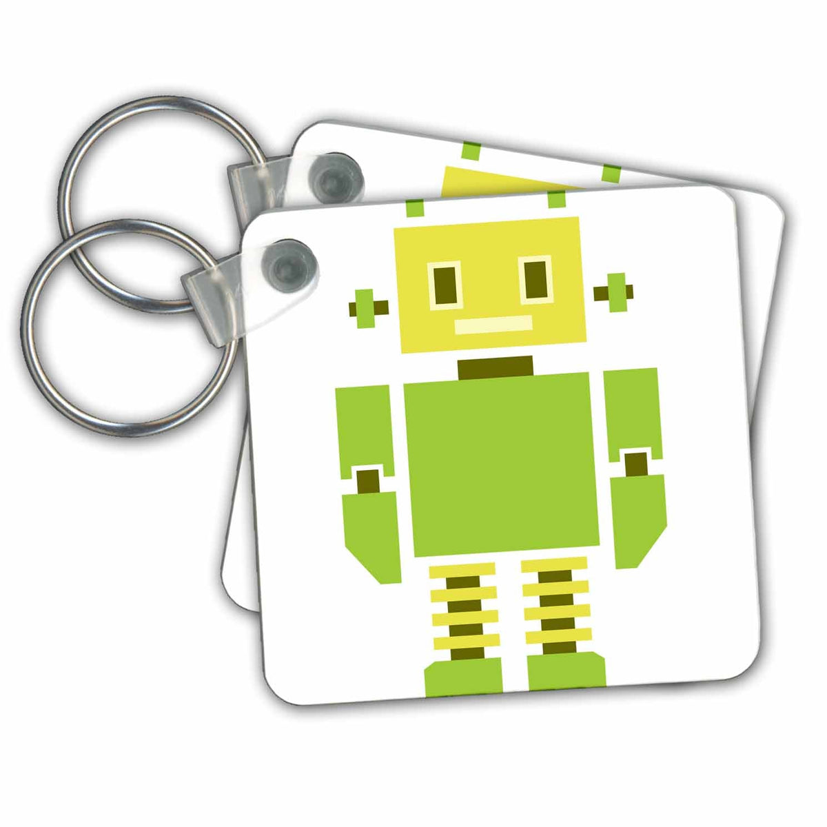 Key Chain - Cute Green and Yellow Tall Robot Robots