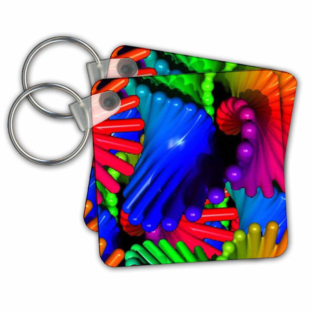 3dRose Key Chains DNA Colored Background (kc-211657-1)