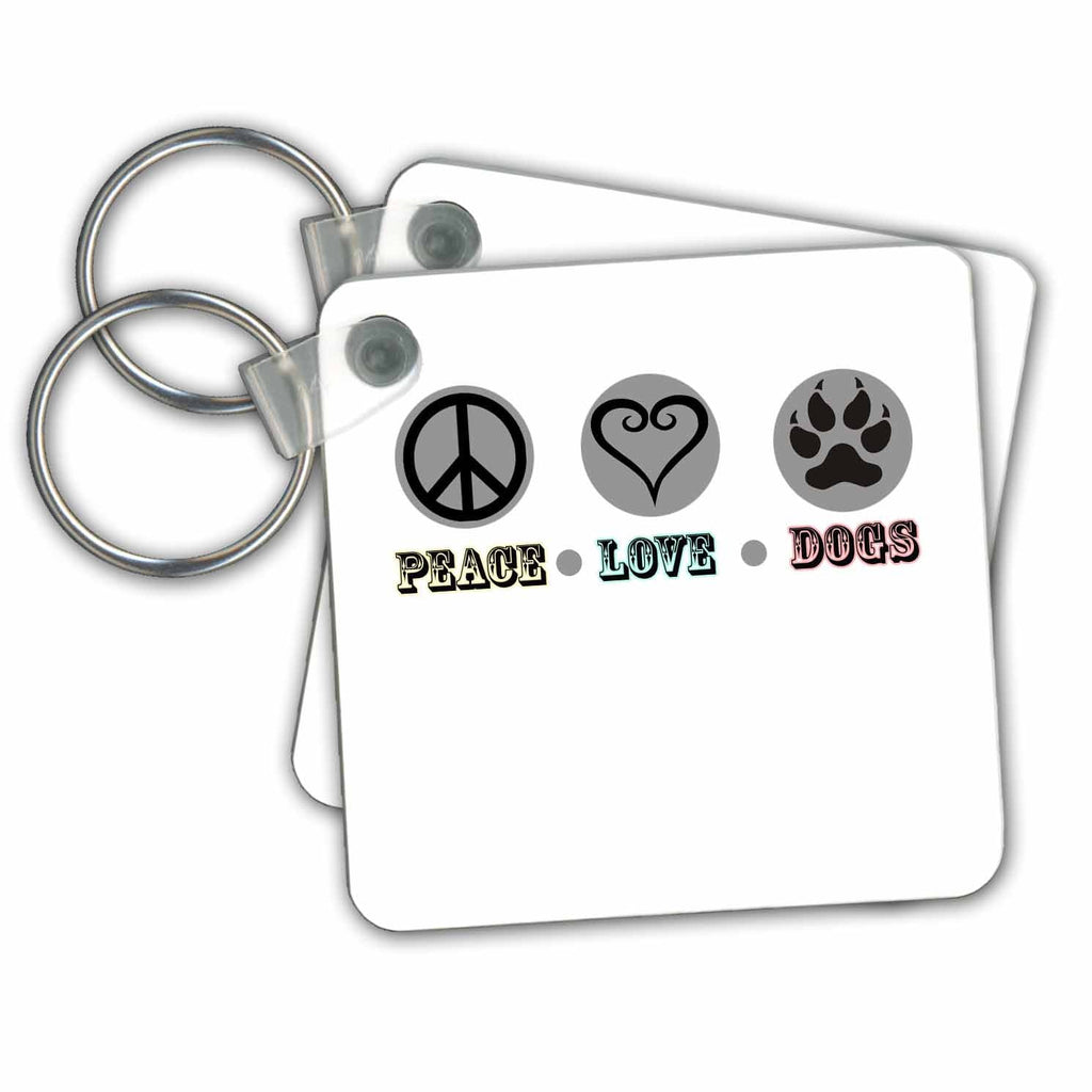 3dRose Key Chains Peace. Love. Dog. Saying. (kc-211749-1)