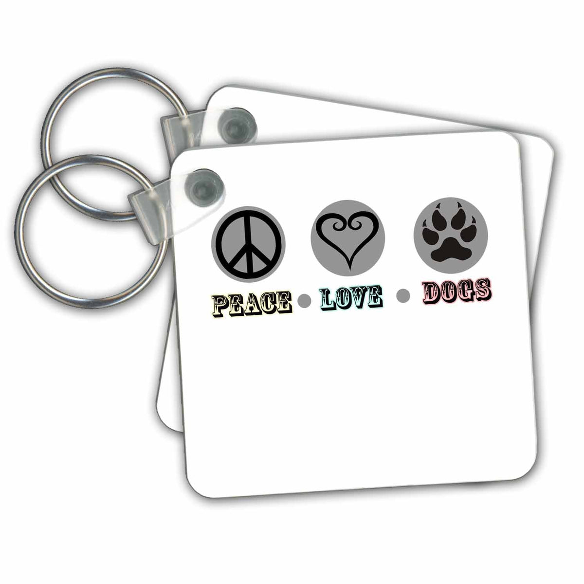 3dRose Key Chains Peace. Love. Dog. Saying. (kc-211749-1)