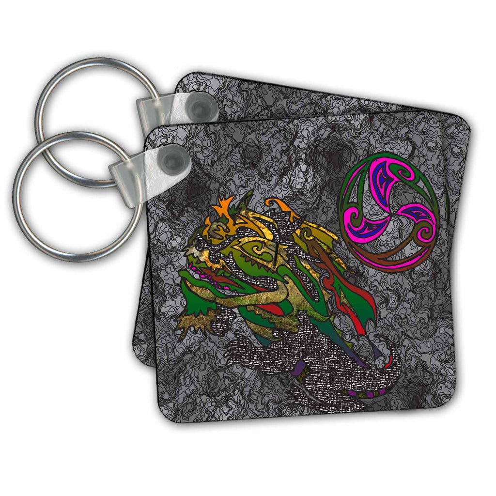 3dRose Key Chains DRAGON ABSTRACT SMILING (kc-211905-1)