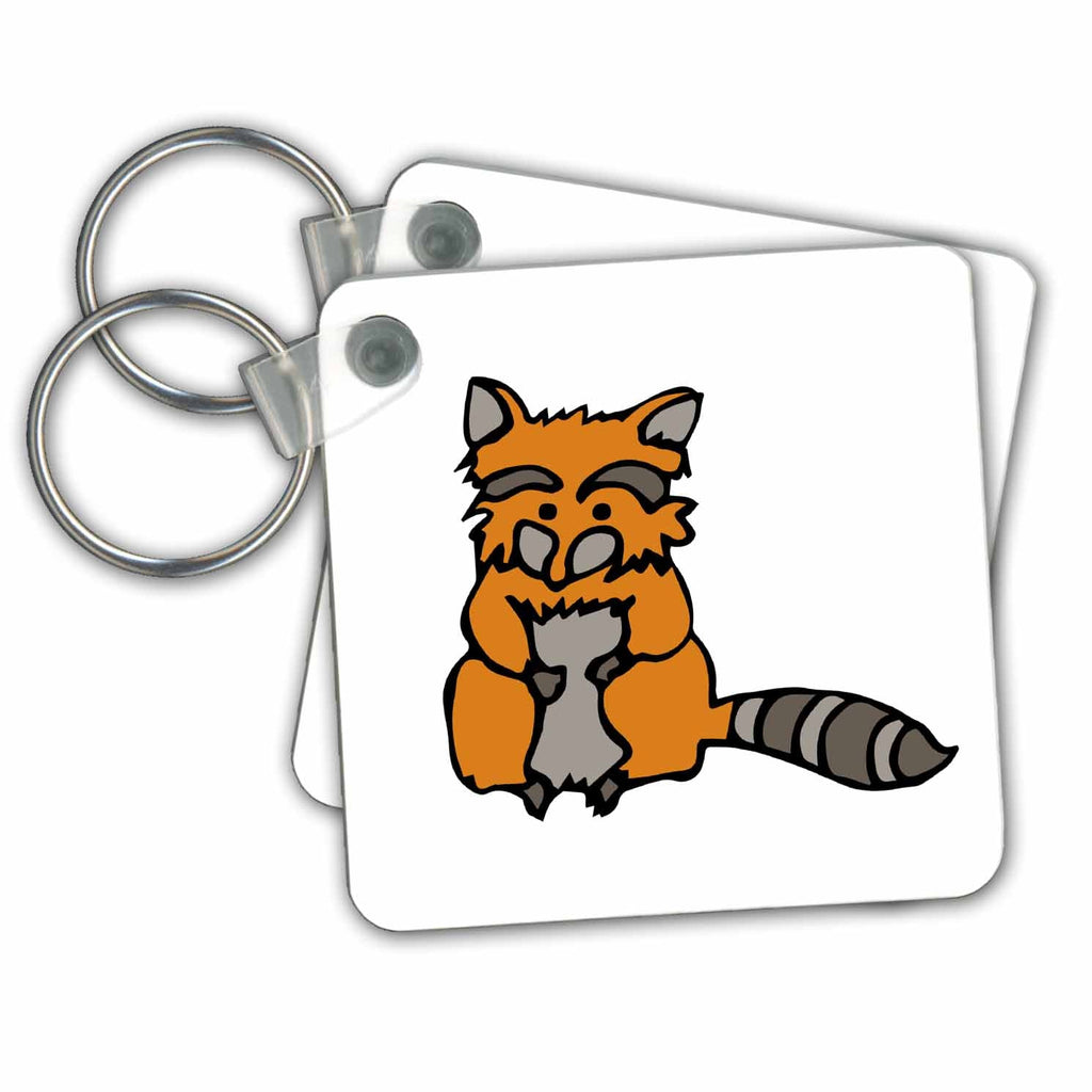 3dRose Key Chains CUTE RACCOON SITTING (kc-211911-1)