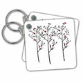 Key Chain - Birds red, black and white Birds