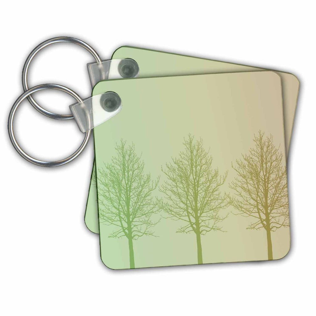 3dRose Key Chains Three Green Gold Trees (kc-212109-1)