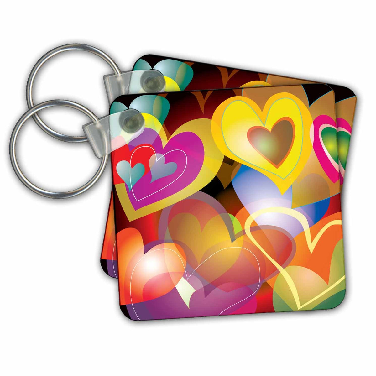3dRose Key Chains hearts valentines colorful design (kc-21225-1)