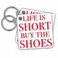 Key Chain - Life Is Short Buy The Shoes, Red Funny Quotes