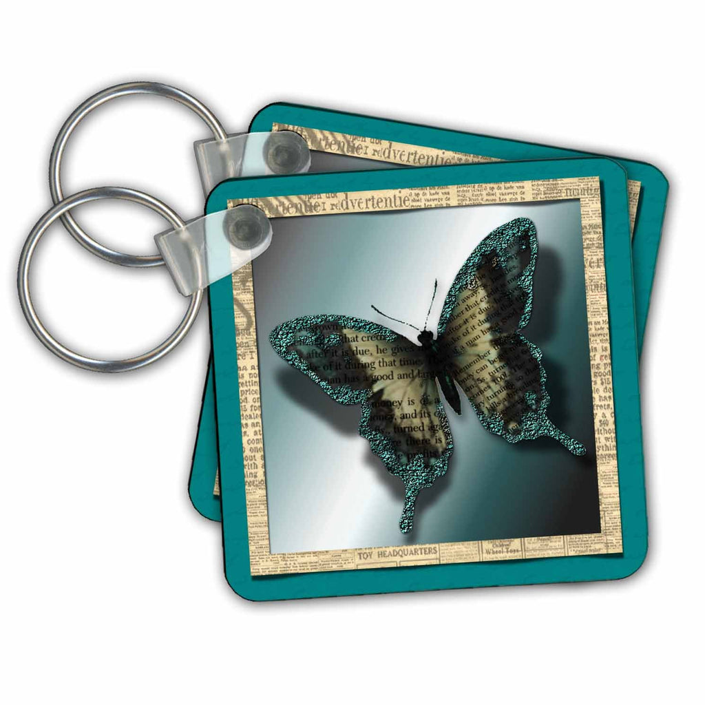 3dRose Key Chains Glitter Butterfly (kc-21267-1)