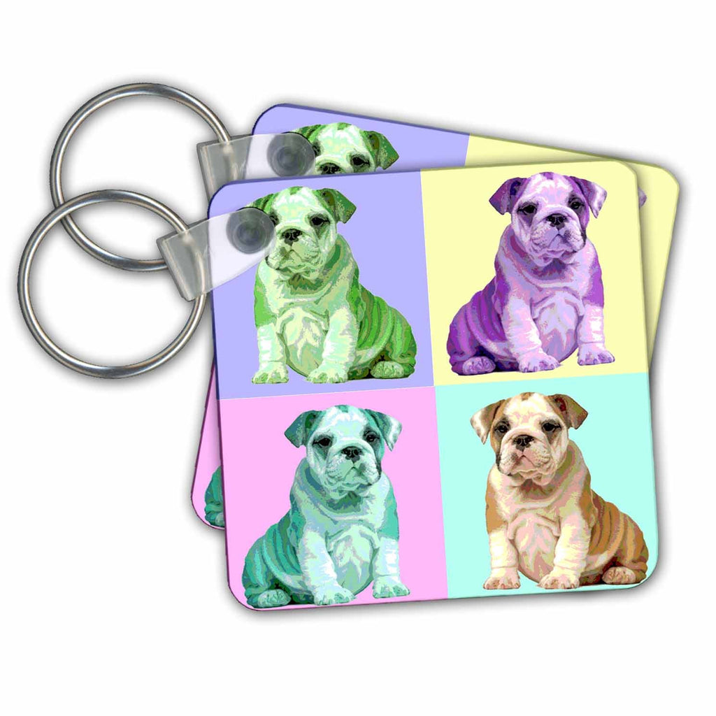 3dRose Key Chains Bulldog, pop art (kc-212712-1)