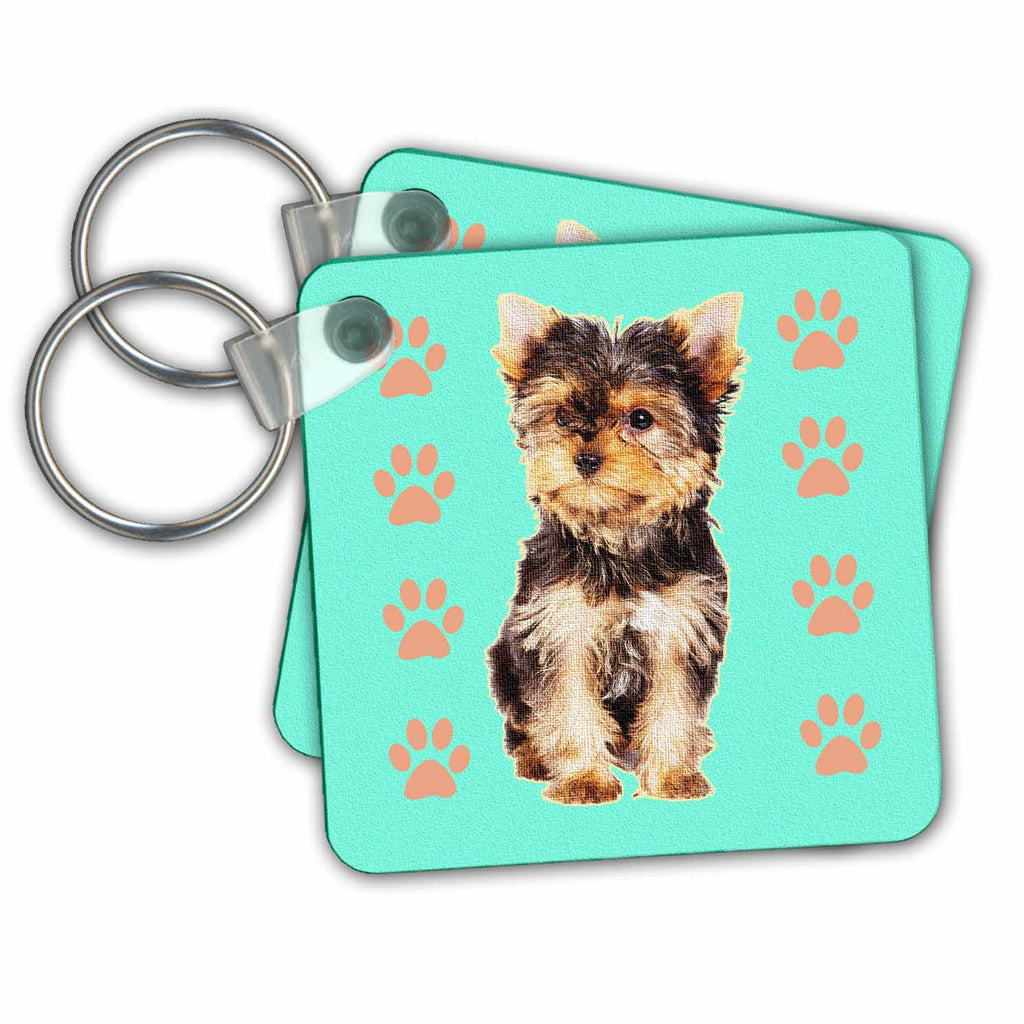 3dRose Key Chains Yorkie tea cup (kc-212720-1)