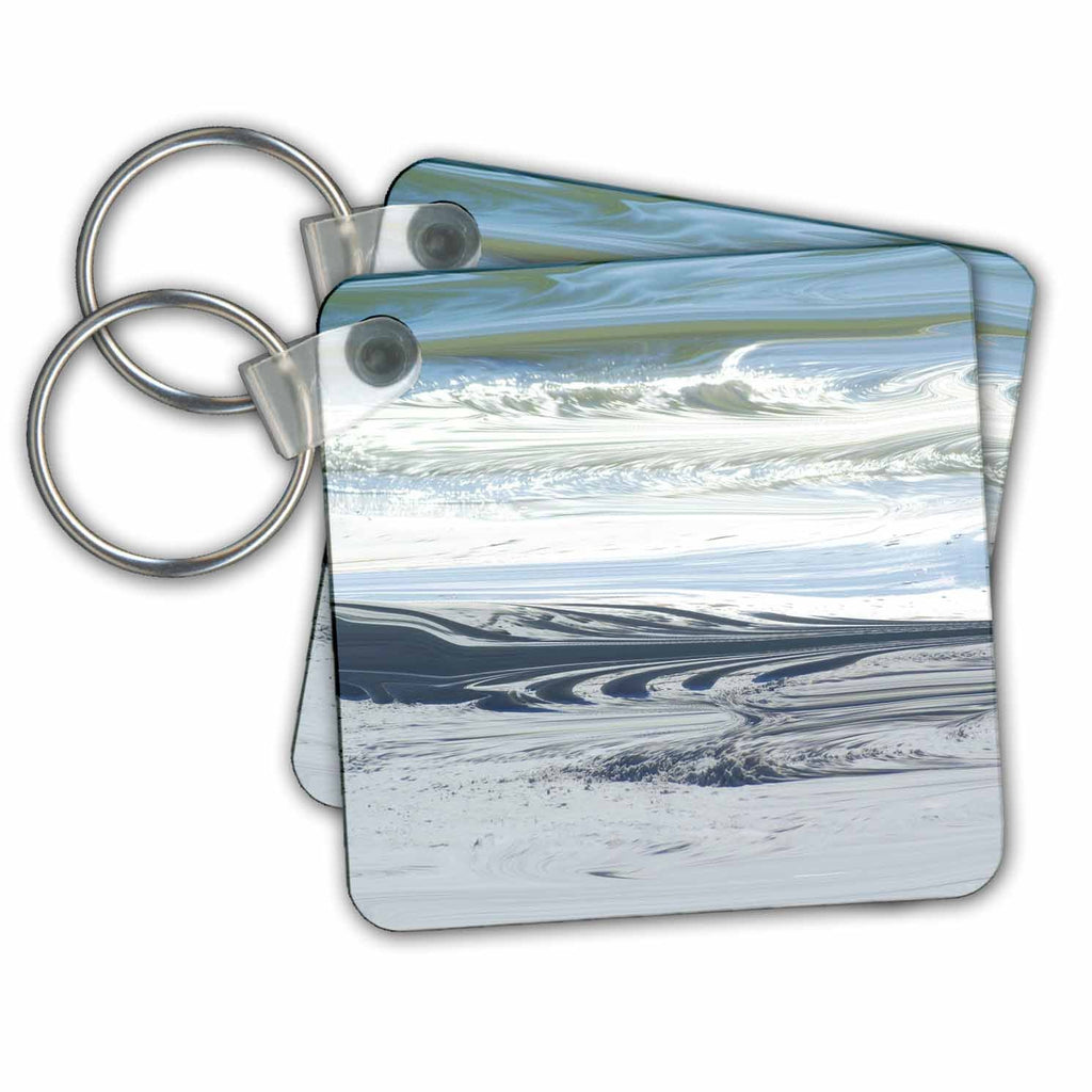 3dRose Key Chains Print of Abstract Blue Waves And White Sand (kc-212854-1)