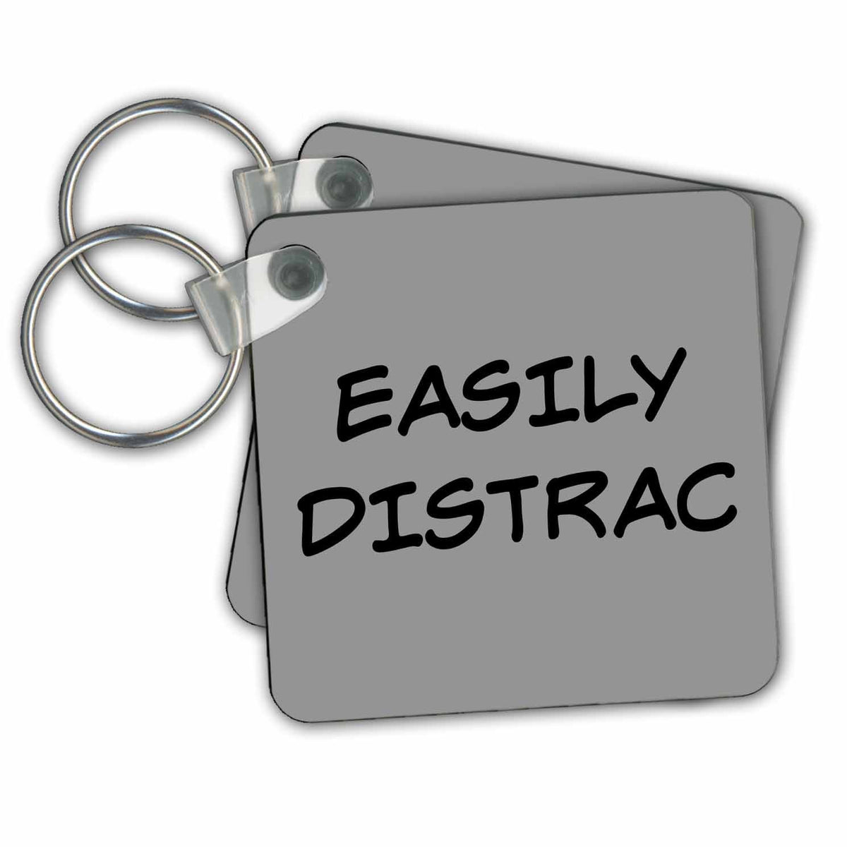 Key Chain - Easily Distracted Black Letters On A Gray Background Xander funny quotes