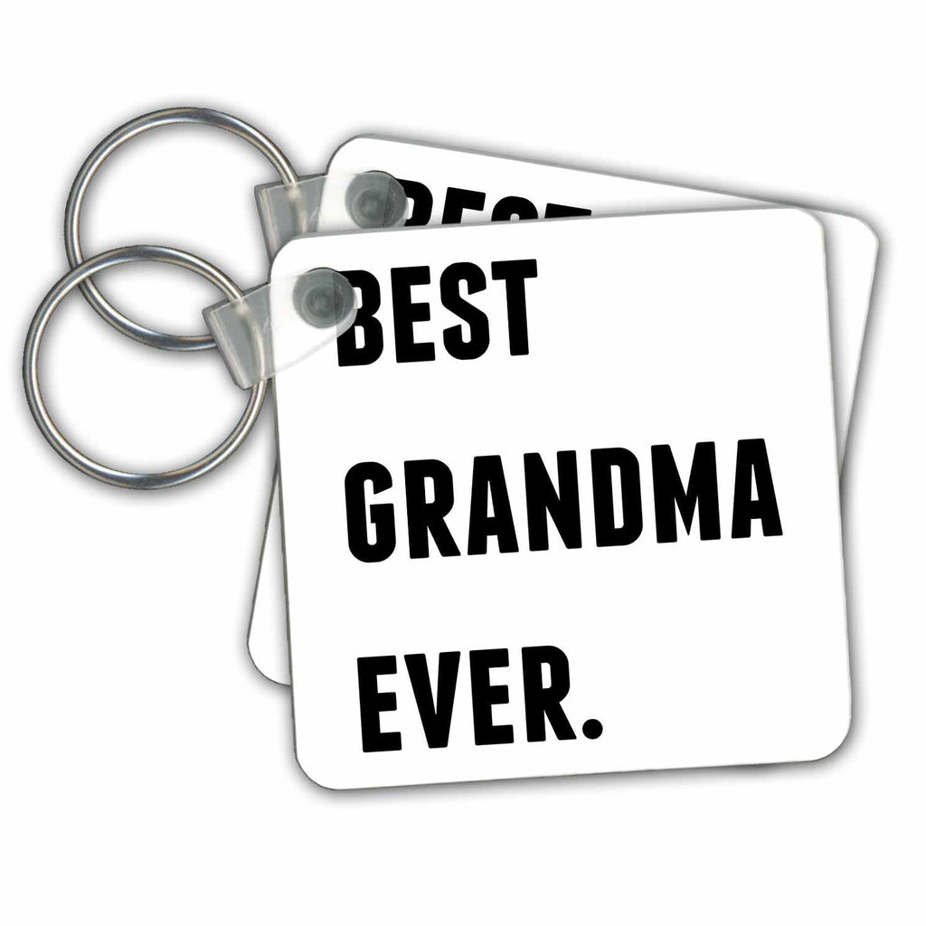3dRose Key Chains Best Grandma Ever, Black Letters On A White Background (kc-213346-1)