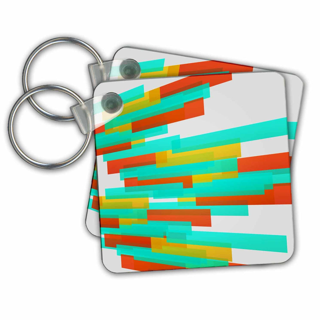 Key Chain - Shooting Aqua, Yellow, and Orange Shooting Rectangles Digital Art