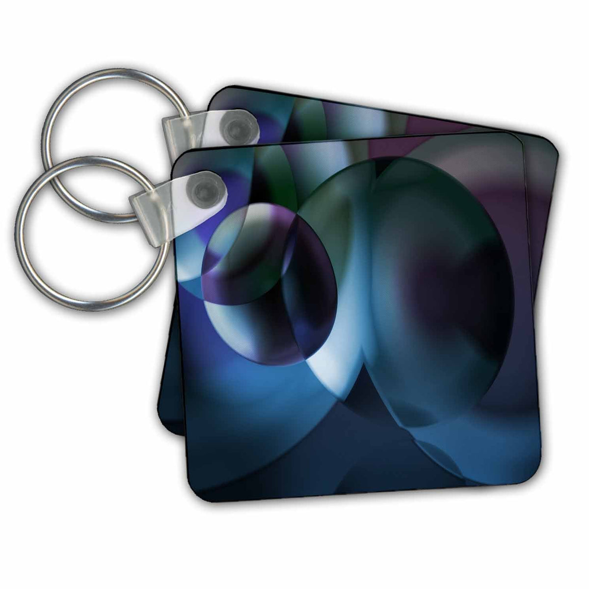 3dRose Key Chains Blue Marble Effect Circle Lens Abstract (kc-213681-1)