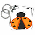 Key Chain - Cute Orange and Black Lady Bug Graphic Bugs