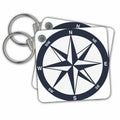 3dRose Key Chains Blue and White Nautical Compass (kc-213841-1)
