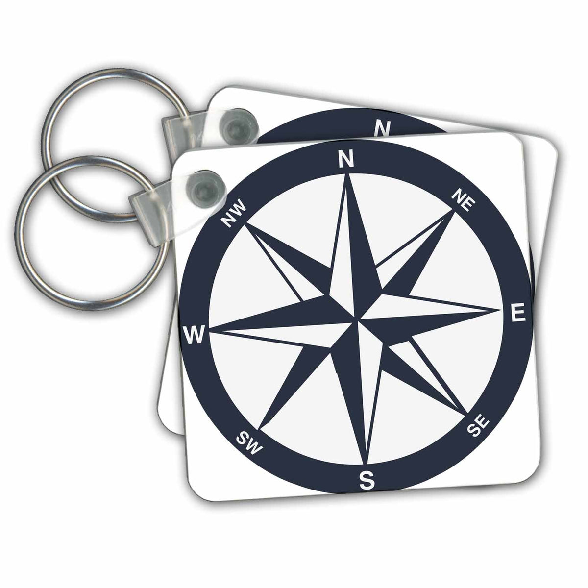 3dRose Key Chains Blue and White Nautical Compass (kc-213841-1)