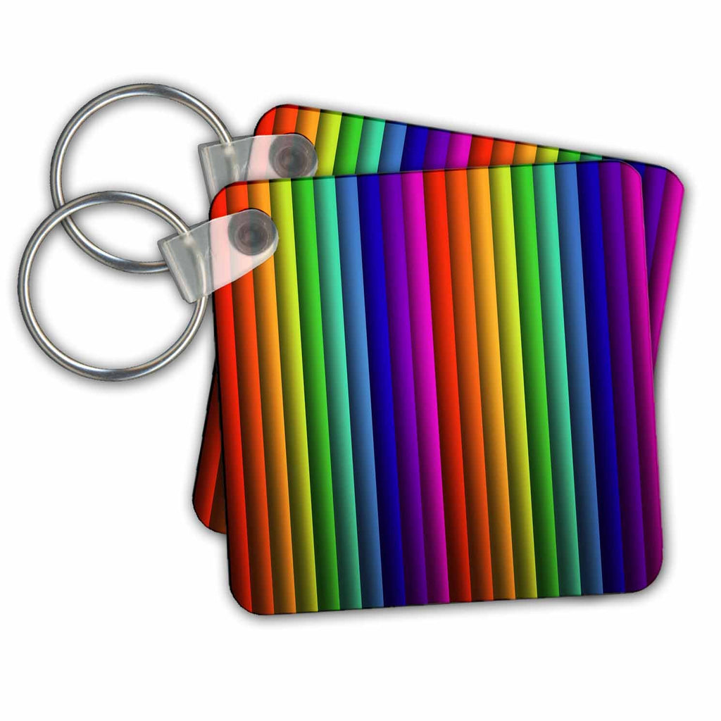 3dRose Key Chains Rainbow Vertical Stripes (kc-213917-1)