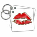 3dRose Key Chains Glossy Red Gel Effect Lips With A Gold Effect Outline (kc-213951-1)