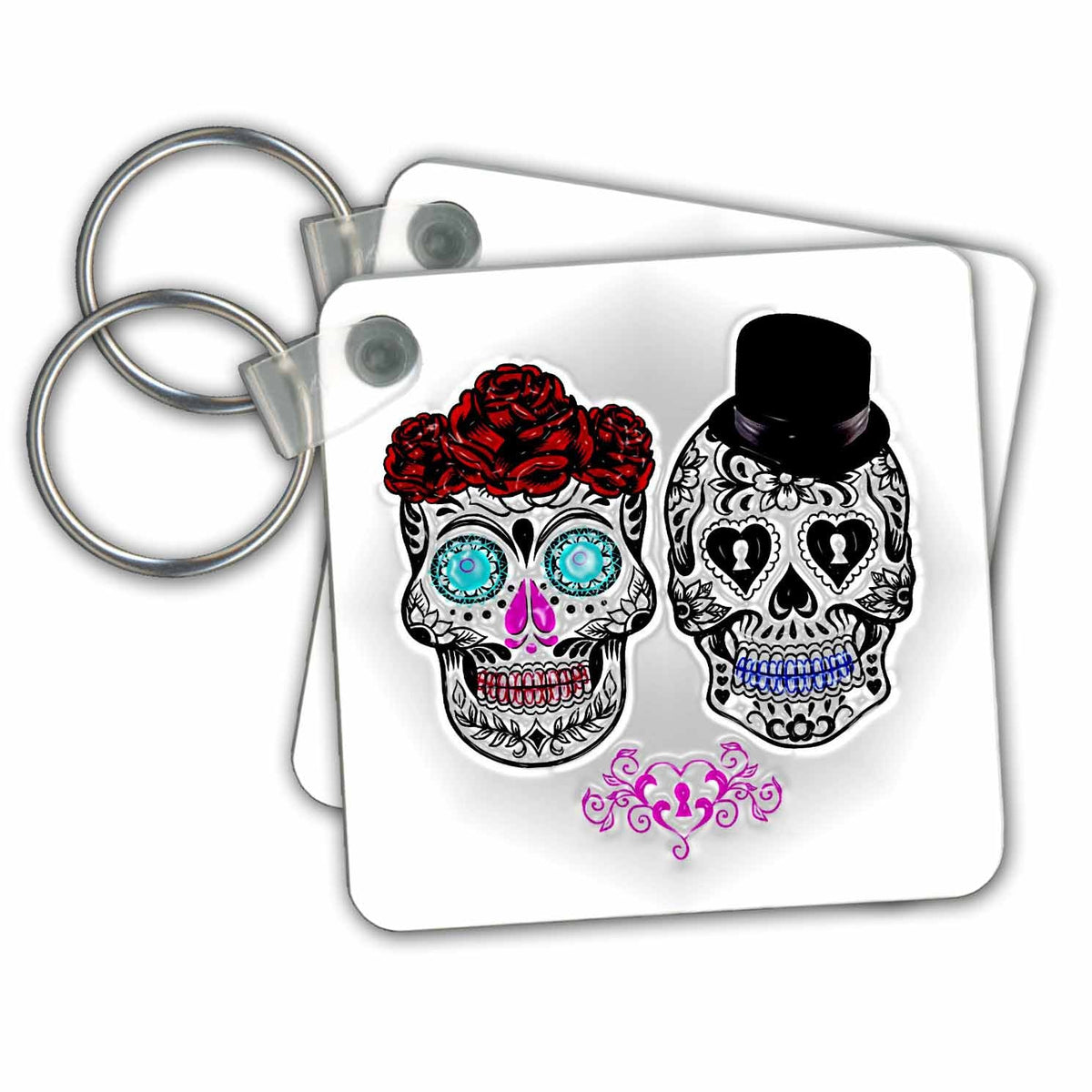 Key Chain - Day of the dead. Wedding. Sugar Skull