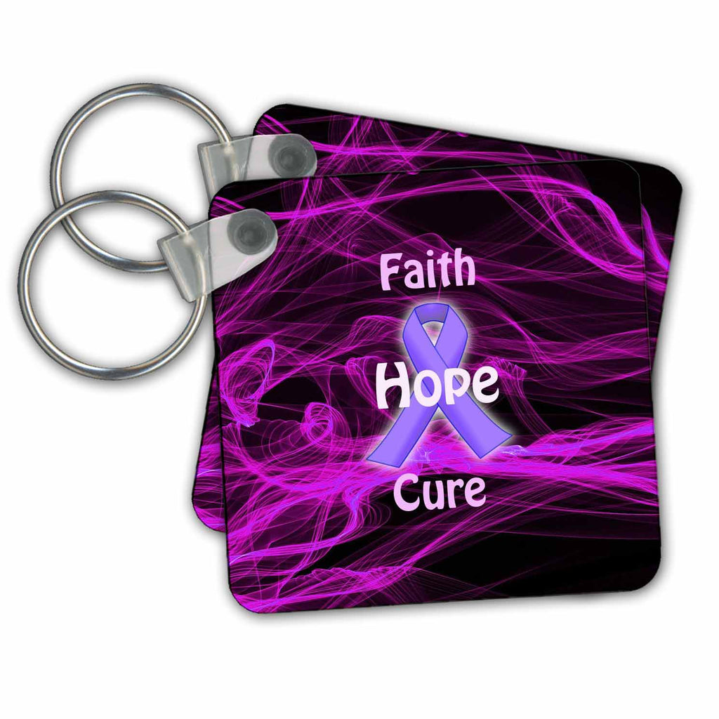 3dRose Key Chains Purple Ribbon (kc-214686-1)