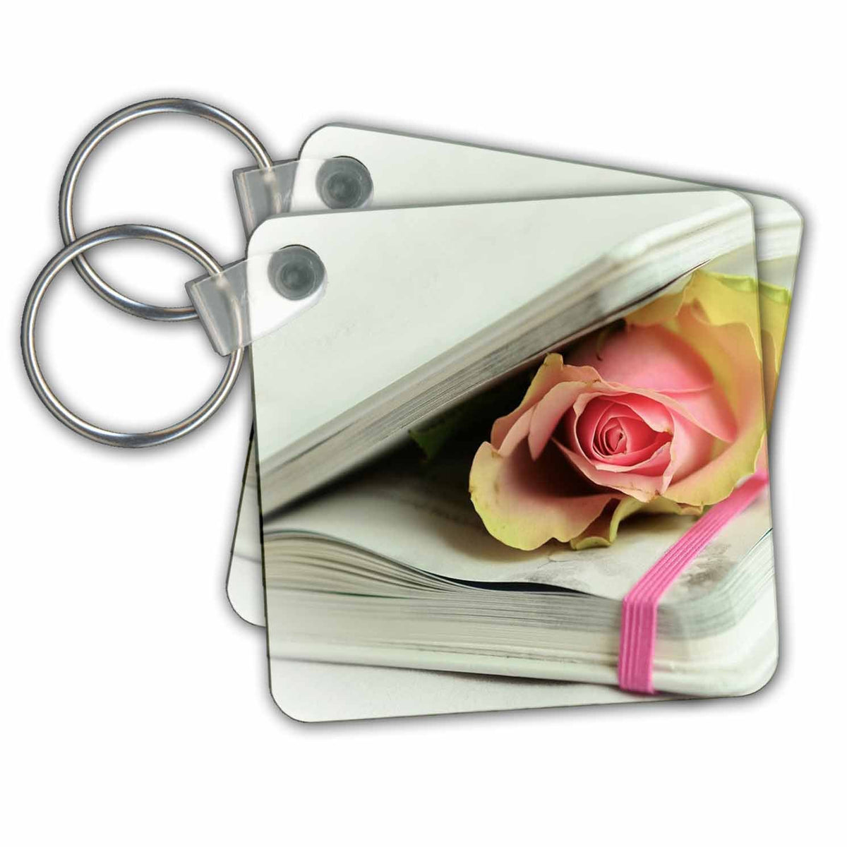 Key Chains Love Story with Pink Rose (kc-214726-1)