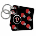 Key Chain - Modern Geometric Black Red Grey Circle Pattern Monogram Letter D CW Designs Monogram - Circles