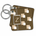 Key Chain - Elegant Geometric Earth Tone Squares Pattern Monogram Letter Z CW Designs Monogram - Squares