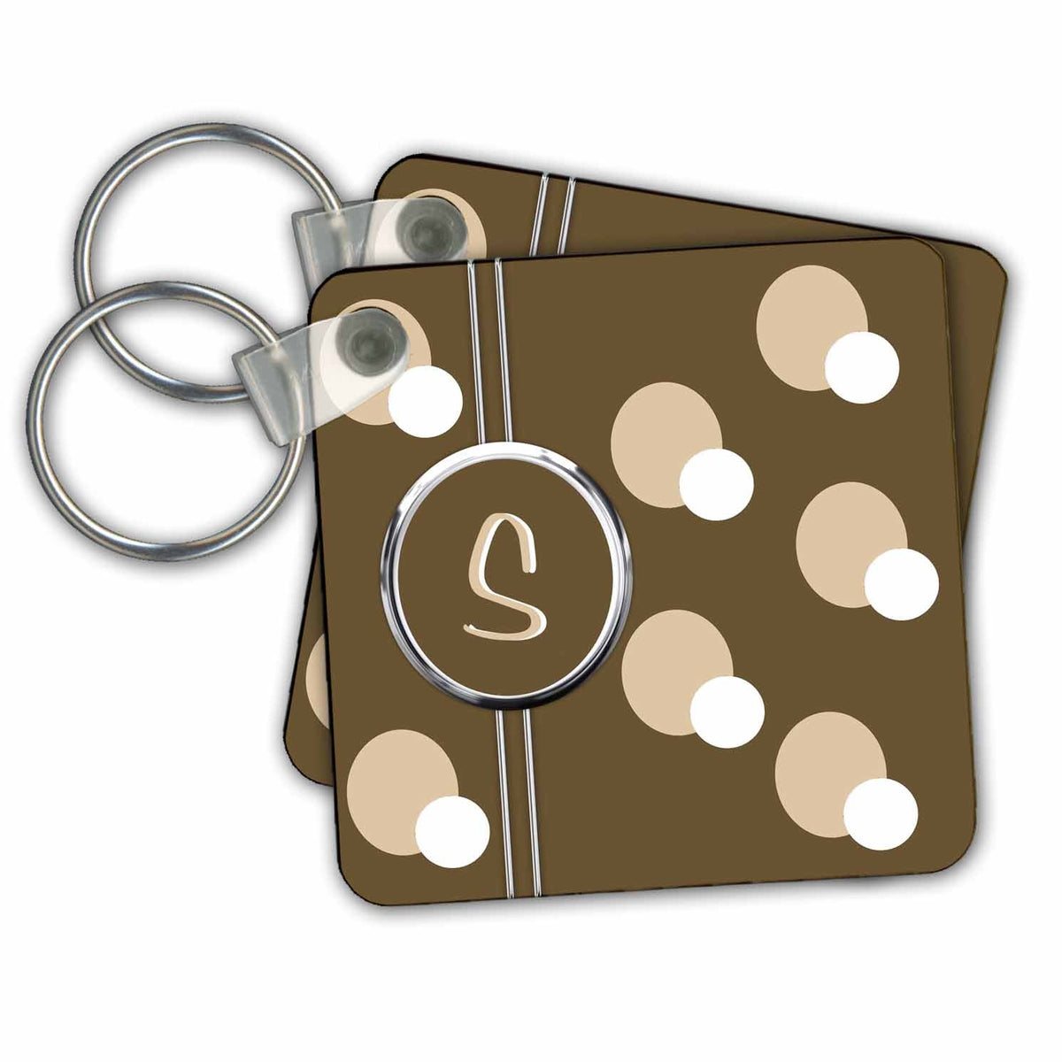 3dRose Key Chains Elegant Geometric Earth Tone Circles Pattern Monogram Letter S (kc-215340-1)