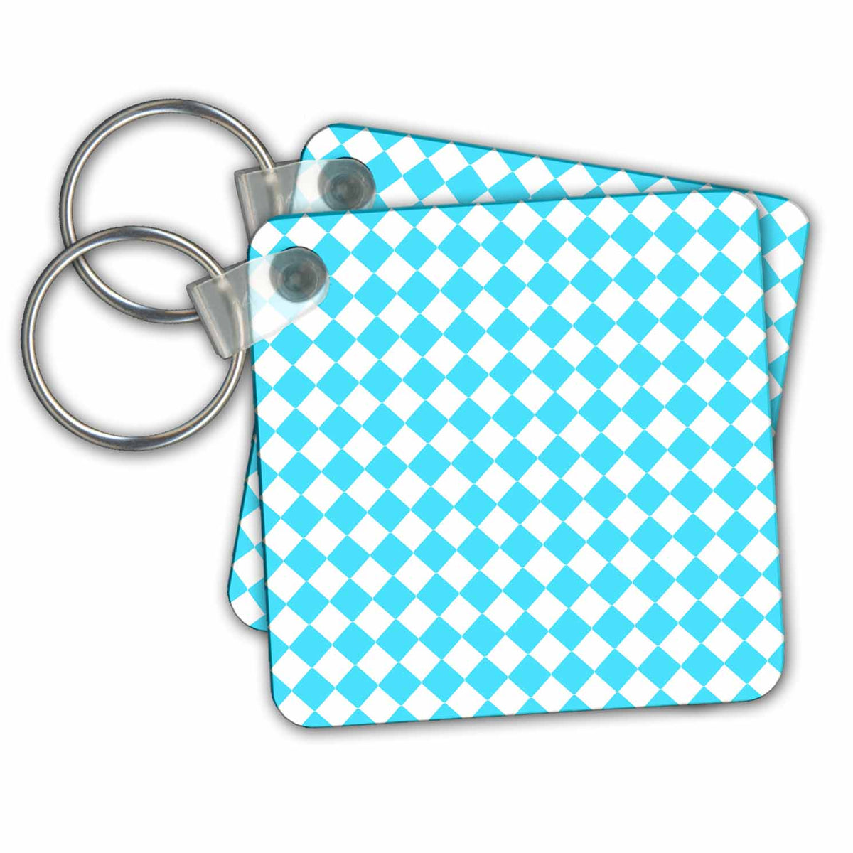 3dRose Key Chains Aqua and White Diamond Checkerboard Effect (kc-215550-1)