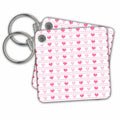 Key Chain - Pink Criss Crossed Hearts and Dot Stripes Pattern Patterns