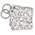 3dRose Key Chains Elegant Gray Leafy Flourish Pattern (kc-215619-1)
