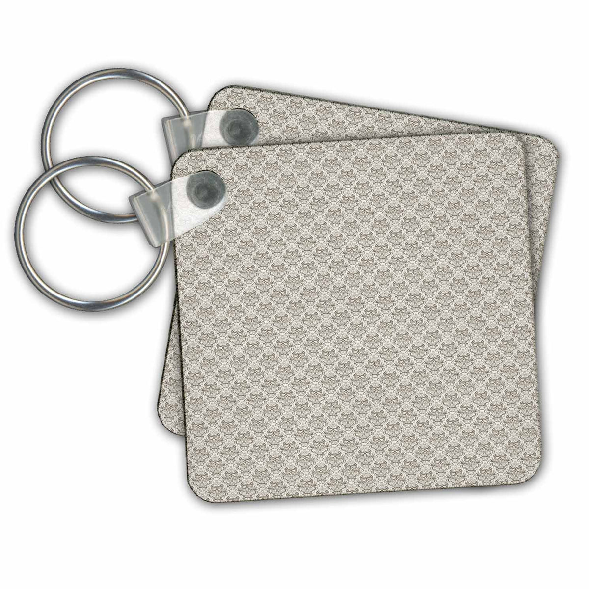 Key Chain - Charcoal Gray, Small Diamond Damask Pattern Patterns