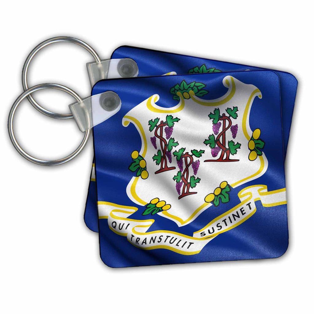 3dRose Key Chains Connecticut state flag (kc-216240-1)