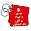 Key Chain - Keep Calm And Ask A Librarian Red Quotes