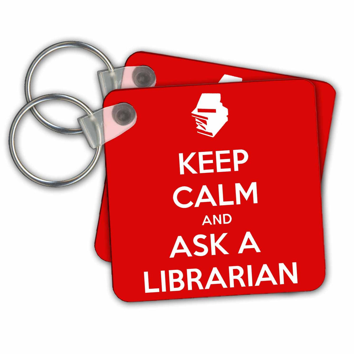 Key Chain - Keep Calm And Ask A Librarian Red Quotes