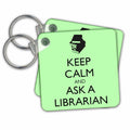 Key Chain - Keep Calm And Ask A Librarian Light Green Quotes