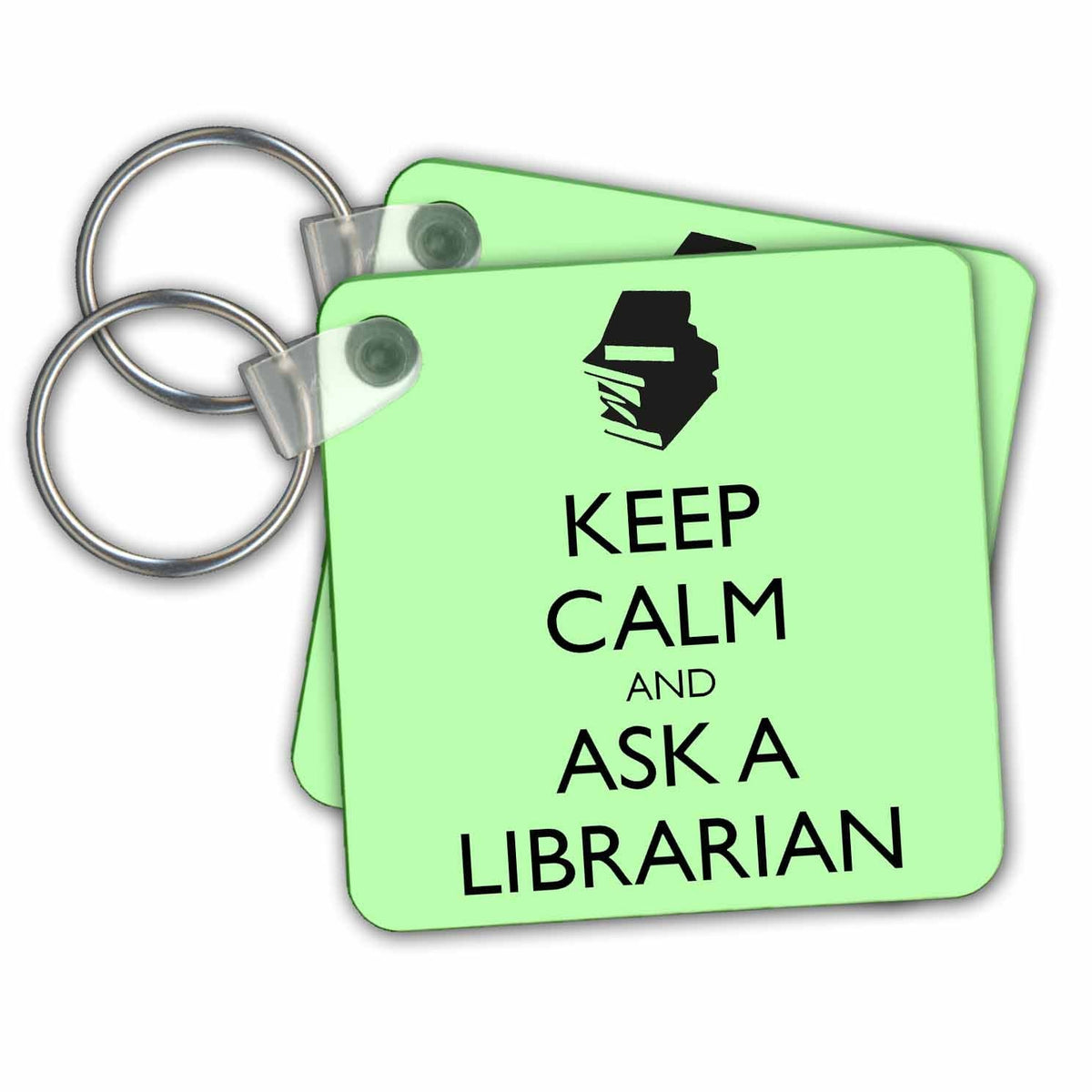 Key Chain - Keep Calm And Ask A Librarian Light Green Quotes