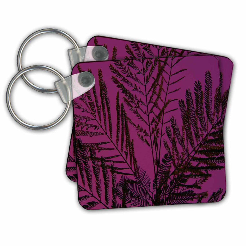 3dRose Key Chains Mimosa Leaves Purplish Pink Background (kc-21633-1)