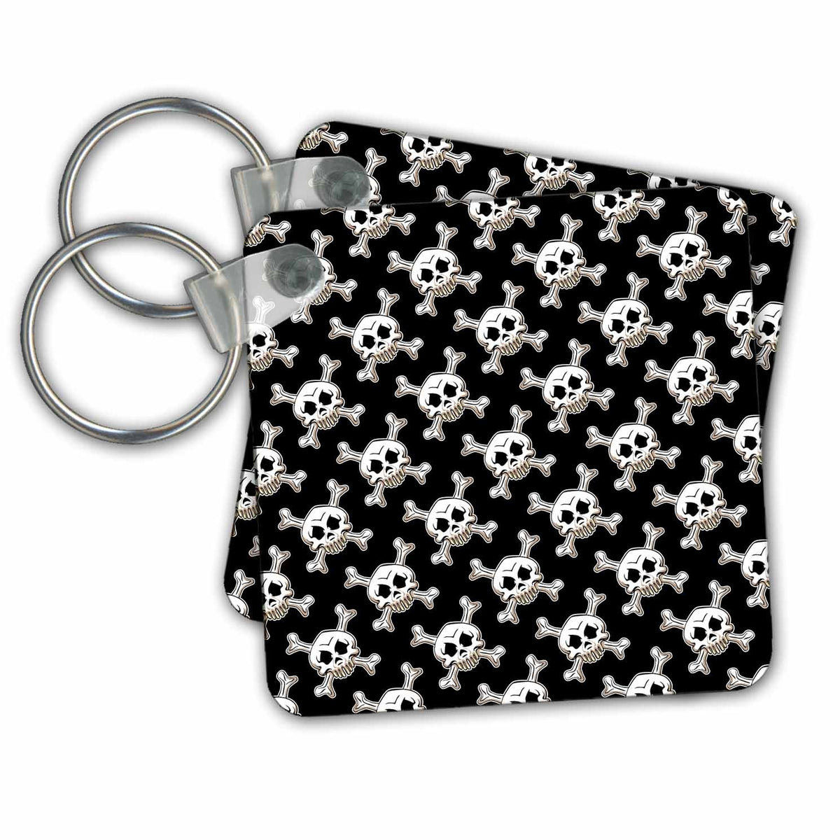 3dRose Key Chains Skull and Crossbones Pattern in black and grey (kc-216477-1)