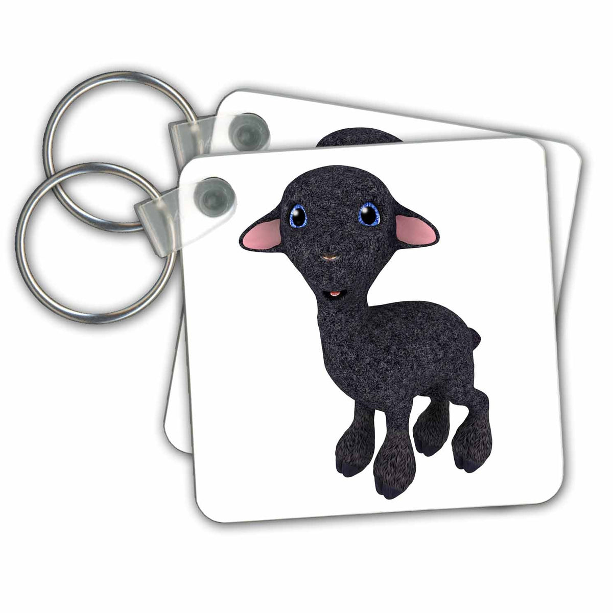 3dRose Key Chains Black Cartoon Lamb (kc-216520-1)