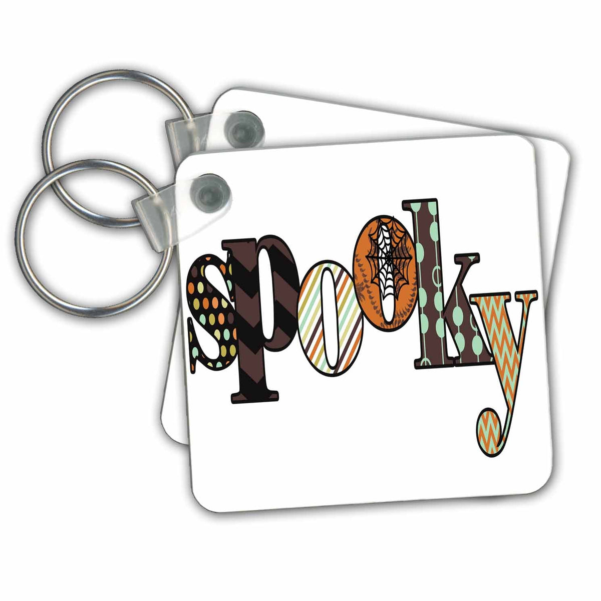 3dRose Key Chains Cute Halloween Patterned Spooky Word (kc-216747-1)