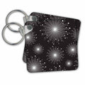 Key Chain - Bright White Star Bursts On A Black Background Stars