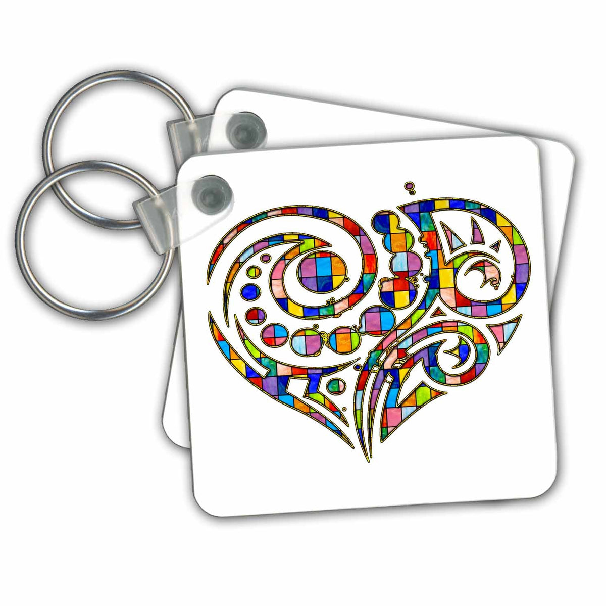 3dRose Key Chains Contemporary Stained Glass Effect Heart (kc-236036-1)