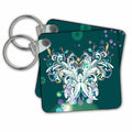 Key Chain - Double Butterfly Effect Over A Teal Sparkle Background Butterfly