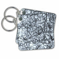 Key Chain - Silver and Black Neuron of Nerve Impulse Neuron